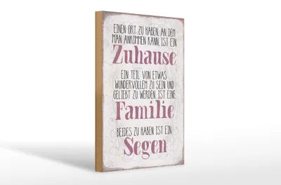 Produktbild von Holzschild Spruch 20x30cm Zuhause Familie beides ein Segen