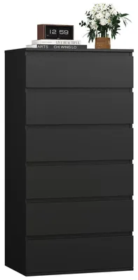 Obrázek produktu pro Komoda, černá, s 6 zásuvkami, rozměry 60 x 40 x 119 cm