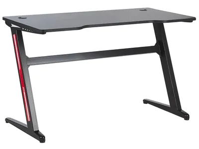 Produktbild von BELIANI Gaming-Tisch Schwarz MDF Metall 120 x 60 cm RGB LED-Beleuchting Schräge Beine Futuristisch Jugendzimmer Büro
