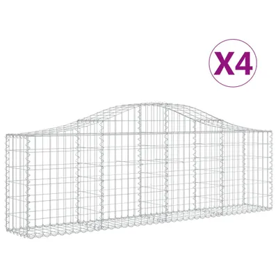 Produktbild von Gabionen mit Hochbogen 4 Stk. 200x30x60/80 cm Verzinktes Eisen