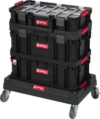 Produktbild von XL Werkzeugtrolley, Werkstattkoffer Set 4, Werkstattwagen Set 4 aus Q-Brick Serie mit viel Zubehör! B x T x H in cm: 53 x 38 x 98 cm