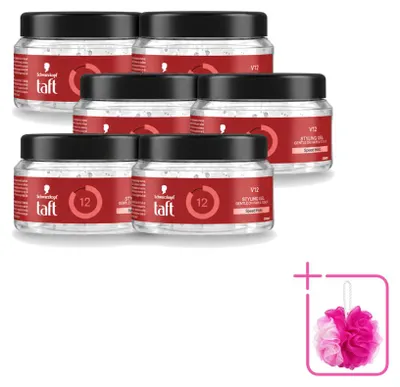 Imagen del producto de 6 unidades de gel de peinado Taft V12 - Fijación ultrarrápida - 250 ml - Paquete económico