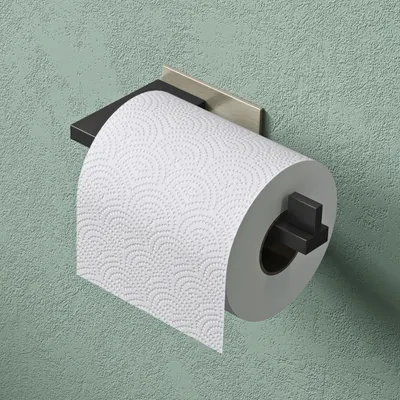 Produktbild von Mai & Mai Toilettenpapierhalter Klopapierhalter WC aus Edelstahl, Toilettenpapier Halterung Rollenhalter Matt schwarz + Nickel 185mm Lino-03