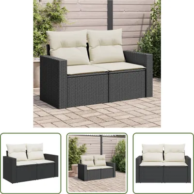 Immagine prodotto di The Living Store Divano da giardino con cuscini a 2 posti in polirattan nero