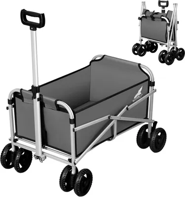 Immagine prodotto di Carrello pieghevole con freno, capacità 80 kg, colore grigio scuro, dimensioni 86x54x93 cm