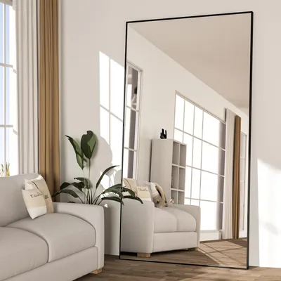 Immagine prodotto di Specchio a figura intera, 198x96 cm, nero, con supporto in lega di alluminio