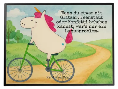 Produktbild von Mr. & Mrs. Panda schreibtischunterlage Einhorn Radfahrer Design - Weiß - Geschenk, schreibauflage, Radfahren, Konfetti, schreibtischunterlagen, Kummer, Schreibunterlage