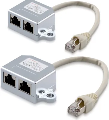 Produktbild von kwmobile 2x Netzwerkkabel Splitter Anschlussverdoppler - Netzwerk LAN Anschluss Verteiler - T-Adapter LAN-Kabel - RJ45 Stecker auf 2x RJ45 Ethernet