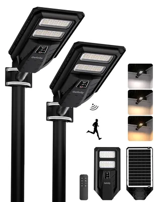 Solar-LED-Straßenlaterne, 2 Stück, 6500 K, 150 LEDs, IP67