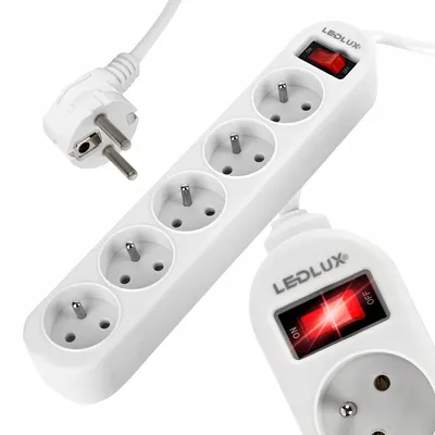 Produktbild von LEDLUX Verlängerungskabel 5 Steckdosen 10m Weiß Schalter