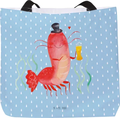 Produktbild von Mr. & Mrs. Panda Strandtasche Hummer Weizen - Blau Pastell - Geschenk, Gasthaus, Urlaub, Schultasche, Tasche, Tote Bag, Einkaufstasche, Laptoptasche, Bier, Kneipe