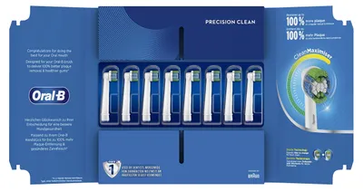 Produktbild von Oral B Precision Clean Cleanmaximiser 8 PACK 8er Pack ErsatzbÃ1/4rstenköpfe