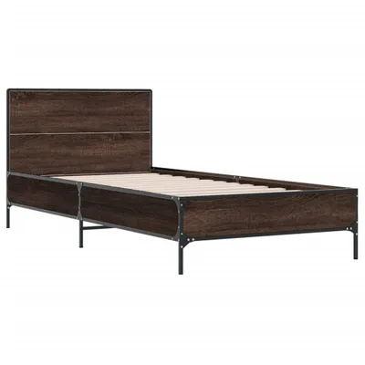 Produktbild von Bettgestell Braun Eichen-Optik 90x190 cm Holzwerkstoff Metall