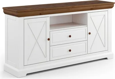 Produktbild von Kommode Marone Elite Sideboard Massivholz geölt Ausführung wählbar,166cm,weiß / Kiefer Tabak