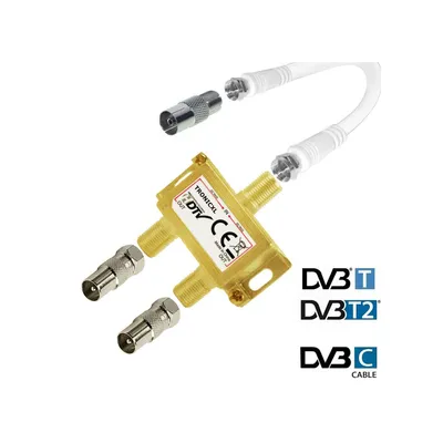 Immagine prodotto di Distributore IEC distributore antenna distributore cavo TV adattatore cavo TV 2gang DVBC splitter coassiale