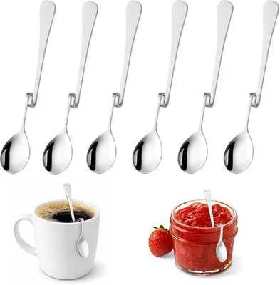 Produktbild von Latte Macchiato Löffel - Elegante lange Handgriffe - 6 Stück - Silber