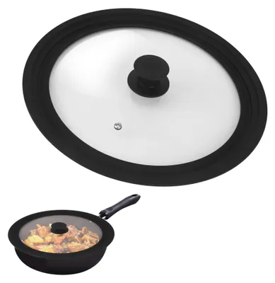 Universeller Topfdeckel 24-26-28 cm, Glas-Silikon, hitzebeständig