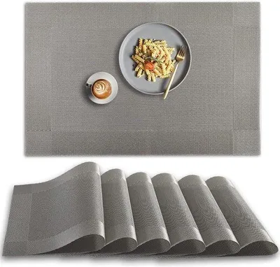 Produktbild von Famanu Platzset rutschfest, hitzebeständig - Silber/Grau
