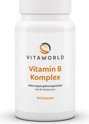 Immagine prodotto di Vitaworld Vitamin B Complex | 100 capsule | tutte le 8 vitamine del gruppo B | ad alto dosaggio | prodotto in Germania | vegano