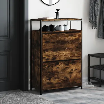 Produktbild von " "Schuhschrank/Flurschuhregal Skandinavisch - Schuhkommode - Räuchereiche 75x34x112 cm Holzwerkstoff NeuMöbel 1638157