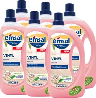 Produktbild von emsal Bodenreiniger für Vinyl Linoleum 1L mit Anti-Static-Formel (6er Pack)