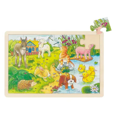 Obrázok produktu pre GOKI drevené puzzle šteniatka na farme 24 dielov