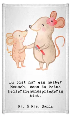 Produktbild von Mr. & Mrs. Panda Handtuch Heilerziehungspflegerin Herz - Weiß - Geschenk, frottierhandtuch, baumwolle, Heilerziehungspfleger, Spruch, gäste wc, Lustig, Frotteehandtuch