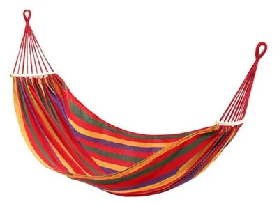 Zdjęcie produktu dla Hamak Ogrodowy Z Drążkiem W Paski 190X150Cm 751116
