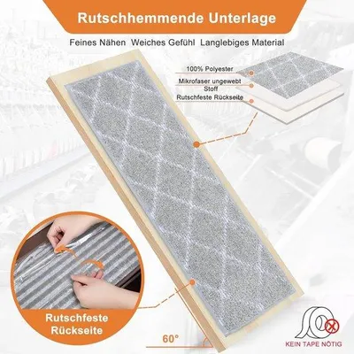 Produktbild von Famanu Antirutsch-Teppichmatten für Treppen - Set von 4, selbstklebend, 22 x 70 cm