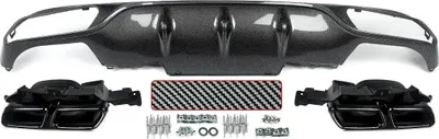 Image de Diffuseur de pare-chocs arrière, style AMG, avec sorties d'échappement, aspect fibre de carbone