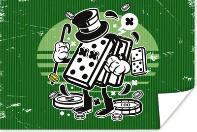 Produktbild von MuchoWow® Poster Domino-Steine - Hut - Retro 60x40 cm - Schlafzimmerdekoration