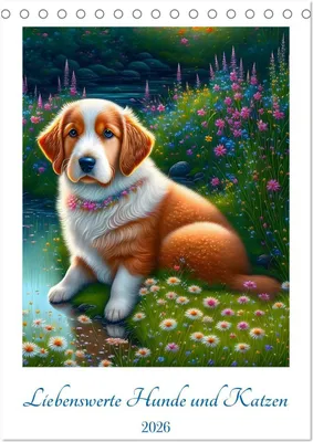 Produktbild von Liebenswerte Hunde und Katzen (Tischkalender 2026 DIN A5 hoch), CALVENDO Monatskalender