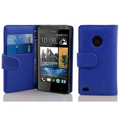 Obrázok produktu pre Cadorabo ochranné puzdro pre HTC Desire 300 kryt v modrej farbe puzdro na mobilný telefón zadný kryt Imitácia koženej tašky