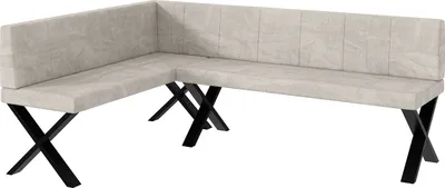 Produktbild von MEBLINI Eckbank für Esszimmer - Küchenbank - Essecke - Sitzecke Küche - PETER - X-Beine 142x196x87cm Links - Beige Samt