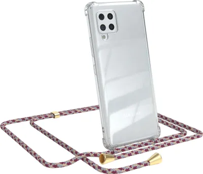 Produktbild von EAZY CASE Handykette kompatibel mit Samsung Galaxy A42 5G, Handyhülle mit Umhängeband, Handykordel, Schutzhülle Clear, Band in Rot