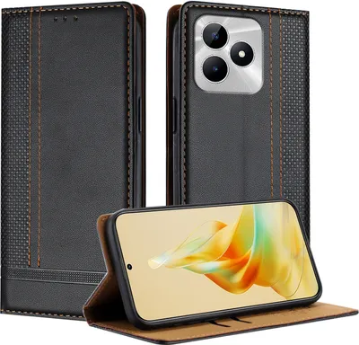 Produktbild von Handyhülle für Realme C53 4G Leder Flip Klappbare Schutzhülle mit Standfunktion Schwarz