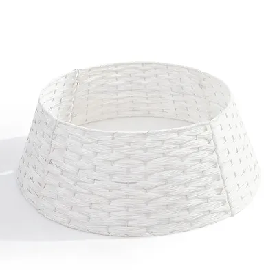 Produktbild von Salcar 60 cm Weihnachtsbaumrock Abdeckung Christbaumständer aus Poly-Rattan, Weiß