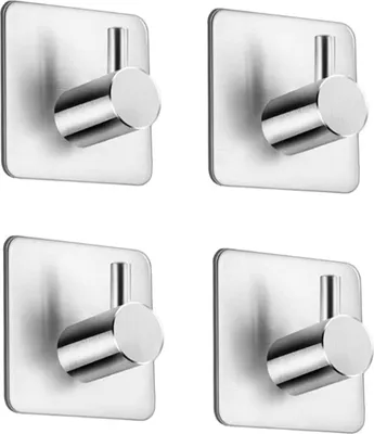Produktbild von Haken Selbstklebend 4 Stück Klebehaken Edelstahl SUS304 Wandhaken Selbstklebend für Bad Küche Toilette Büro