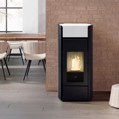 Produktbild von Edilkamin Myrna H 15 wasserführender Pelletofen Keramik Mattweiß