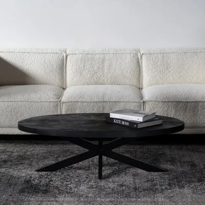 Produktbild von Couchtisch Oval - Schwarz - Mangoholz - 130cm - Couchtisch Mansour - Giga Meubel