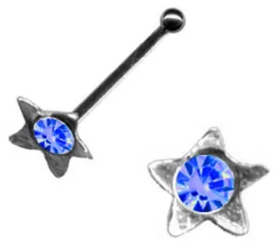 Produktbild von Nasenstecker Stern: Nasenpiercing Silber 925 Dunkelblau