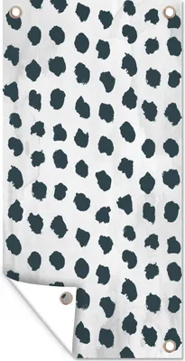 Produktbild von MuchoWow® 30x60 cm Outdoor-Poster Gartendeko Sichtschutz Garten Poster für den Garten  Polka dots - Schwarz - Marmor