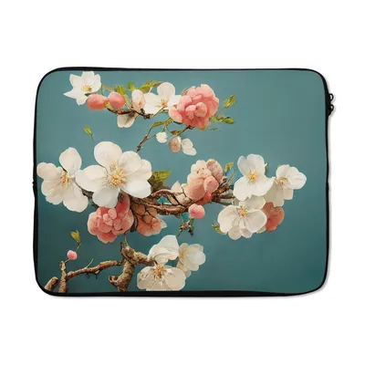 Produktbild von MuchoWow® Laptop Hülle 15 Zoll Blumen - Blüte - Kirsche - Zweig - Weiß Laptoptasche - Laptoptasche - Sleeve - Rundum-Schutz