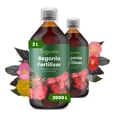 Produktbild von Begonien Flüssigdünger 2x1L – 2-1-8 NPK – Flüssigdünger Für Blüh- & Grünpflanzen – Für Üppige Blätter & Leuchtende Blüten – Organifer