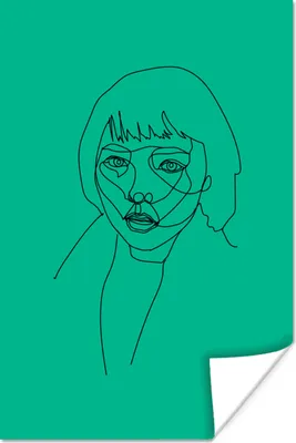 Produktbild von MuchoWow® Poster Frauen - Kopf - Strichzeichnung 120x180 cm - Kunstposter