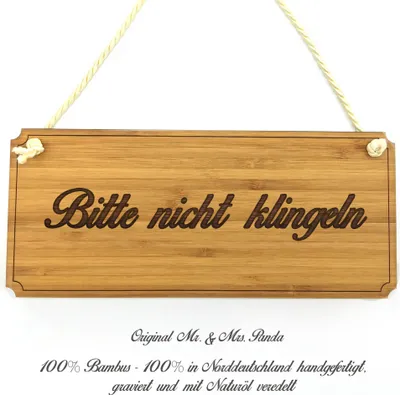 Produktbild von Mr. & Mrs. Panda Schild Bitte nicht klingeln - Geschenk, Graviert, Geschenkidee, Hinweisschild, Shabby, Holzschild, Landhaus, Türschild, Holz Wegweiser