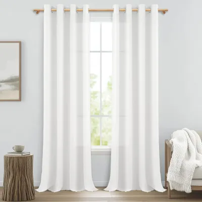 Produktbild von Solidchoice – Set aus 2 Leinenvorhängen – Halbdurchsichtig, 250 cm x 140 cm