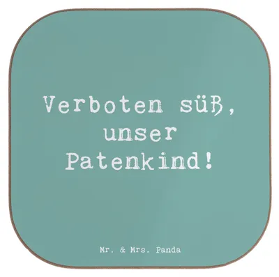 Produktbild von Mr. & Mrs. Panda Holzuntersetzer Spruch Verboten süß Patenkind - Meeresbrise - Geschenk, Fürsorge, Familie, Coaster, Freundschaft, Jubiläen, Liebe, Geschenke, Patenschaft
