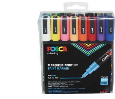 Produktbild von POSCA Pigmentmarker POSCA PC-3M 16er Etui sortiert