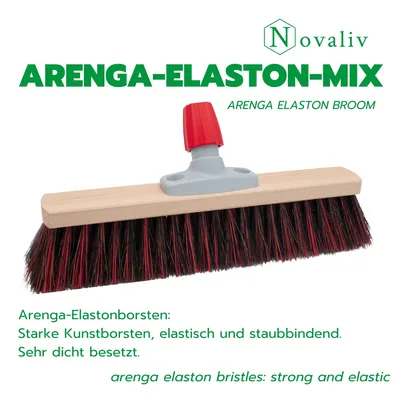 Produktbild von Novaliv  Arengabesen mit Elaston 40 cm Besenkopf I Besen ohne Stiel I Arenga-Elaston schwarz-rot I Grob I Straßenbesen Industriebesen Kehrbesen Gartenbesen Hofbesen